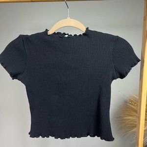 Black Ribbed Crop Top